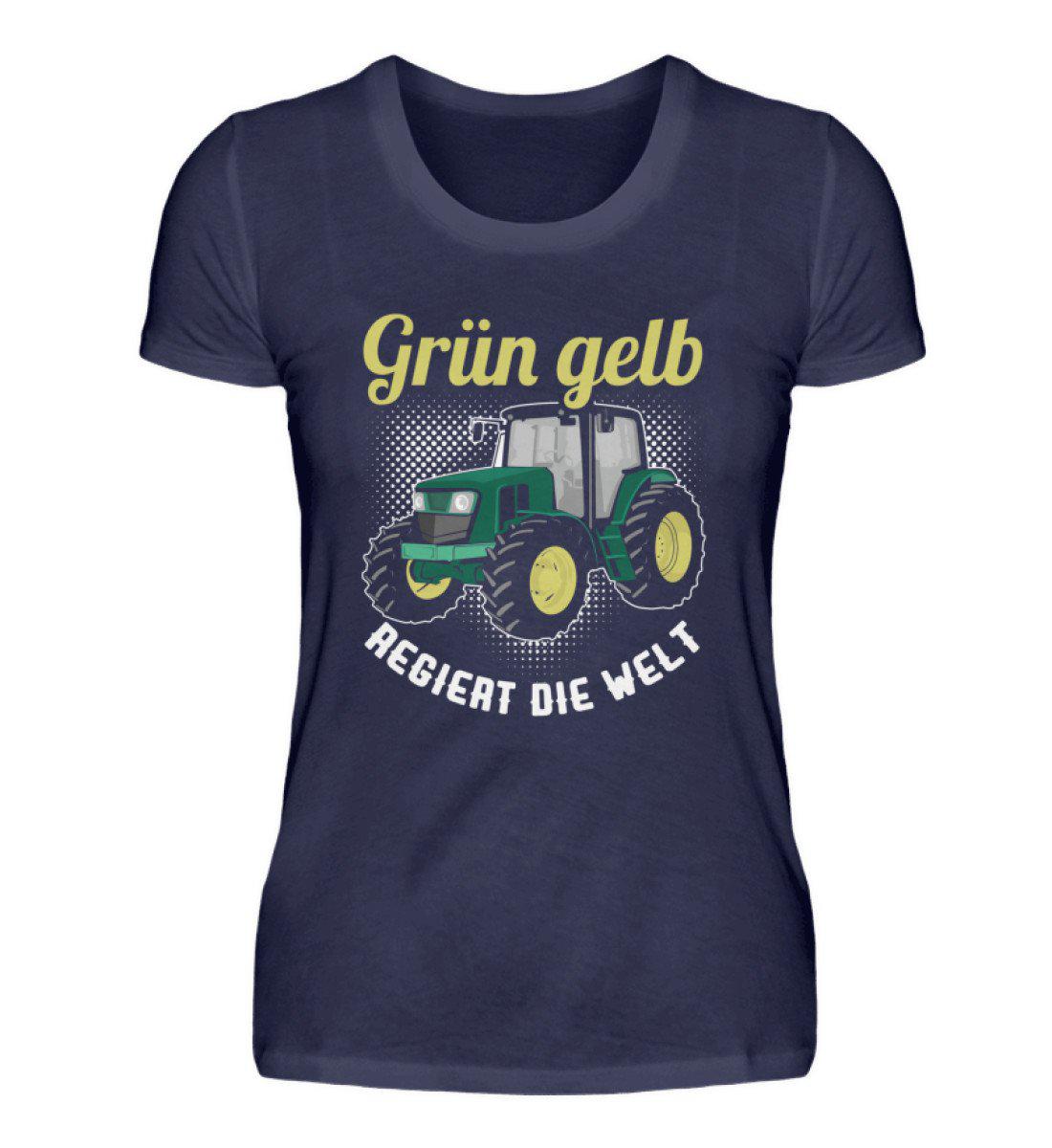 Grün gelb regiert die Welt · Damen T-Shirt-Damen Basic T-Shirt-Navy-S-Agrarstarz