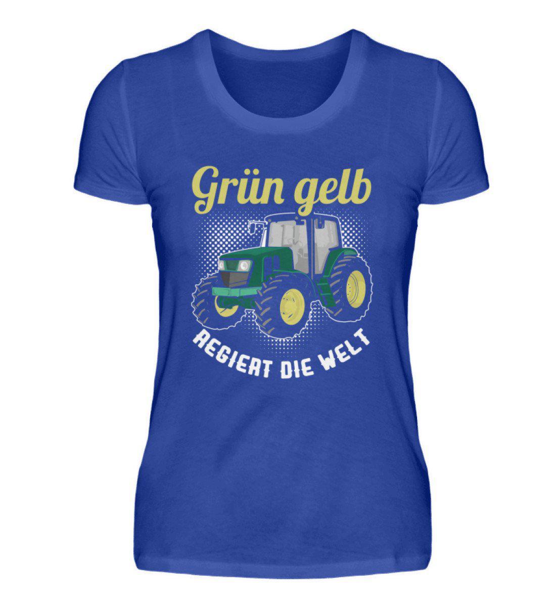 Grün gelb regiert die Welt · Damen T-Shirt-Damen Basic T-Shirt-Neon Blue-S-Agrarstarz
