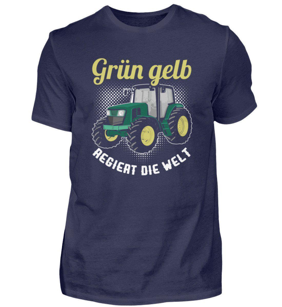 Grün gelb regiert die Welt · Herren T-Shirt-Herren Basic T-Shirt-Navy-S-Agrarstarz