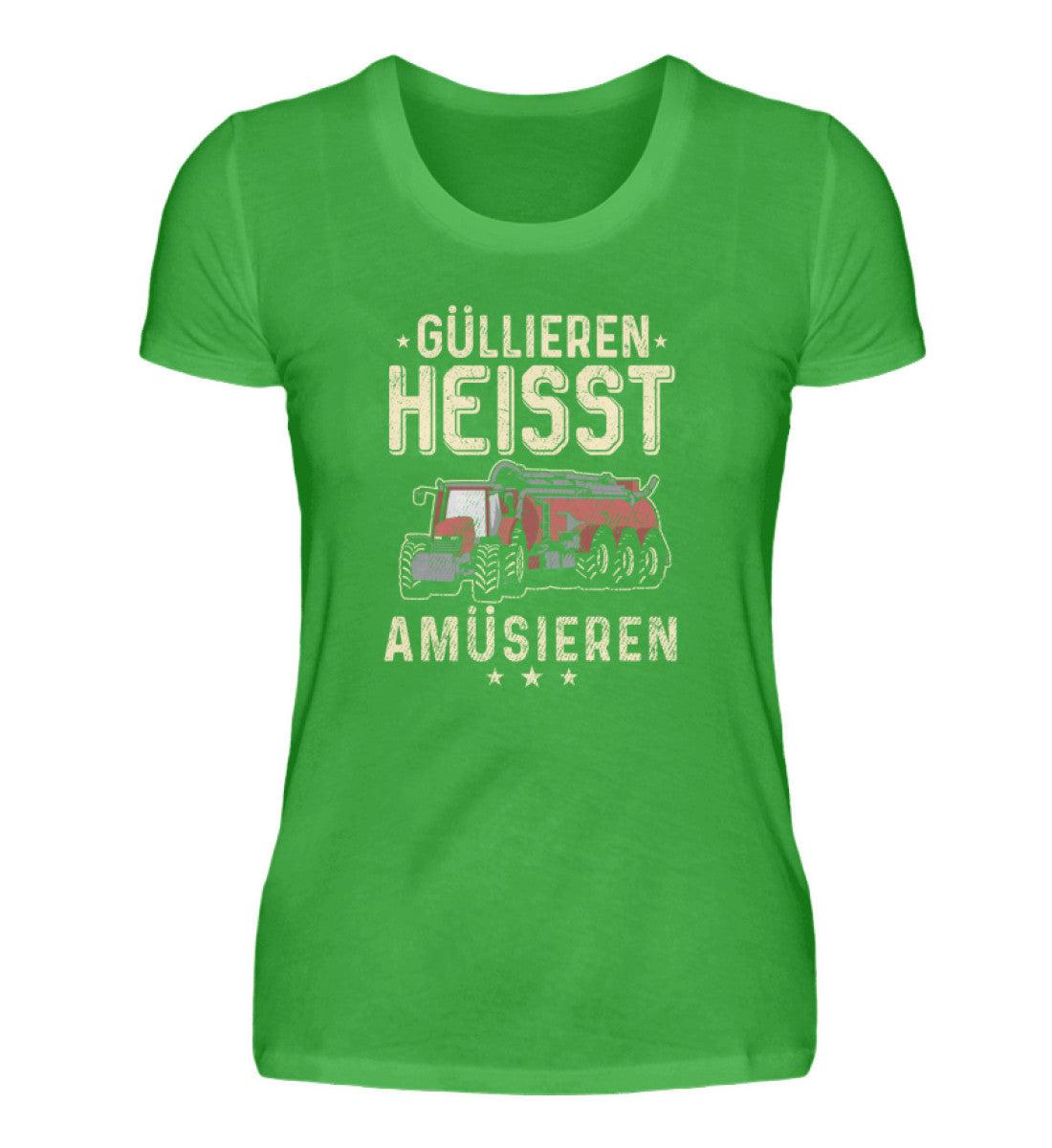 Güllieren heisst amüsieren · Damen T-Shirt-Damen Basic T-Shirt-Green Apple-S-Agrarstarz