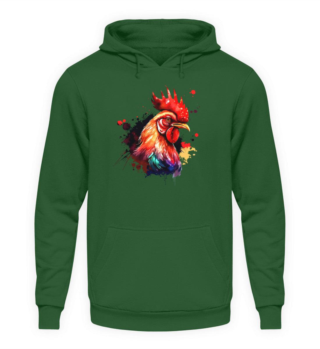 Hahn Wasserfarben 1 · Unisex Kapuzenpullover Hoodie-Unisex Hoodie-Bottle Green-XS-Agrarstarz