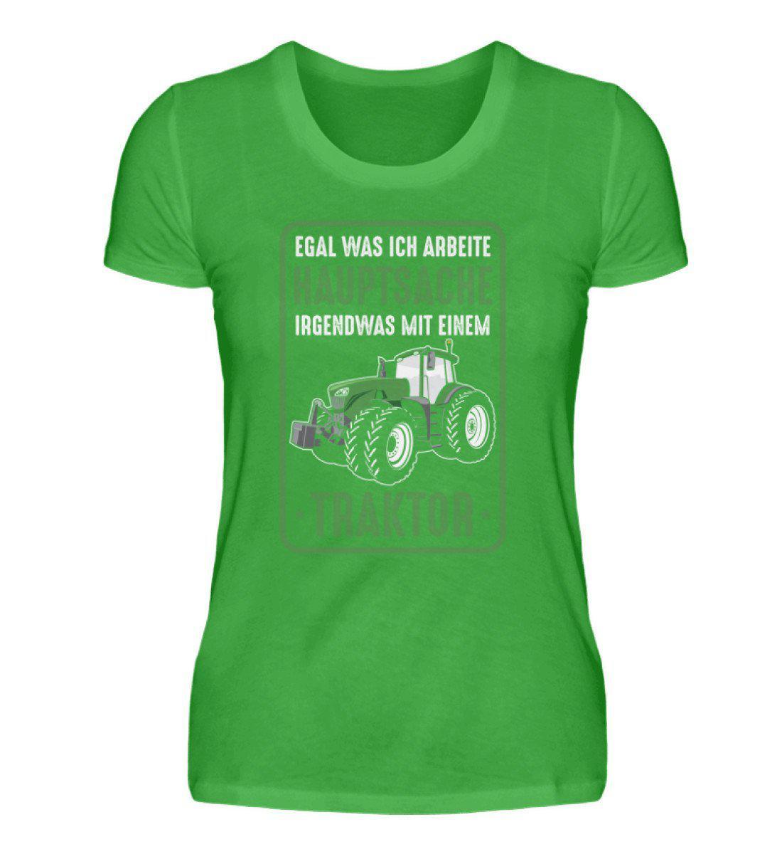 Hauptsache irgendwas mit Traktor · Damen T-Shirt-Damen Basic T-Shirt-Green Apple-S-Agrarstarz