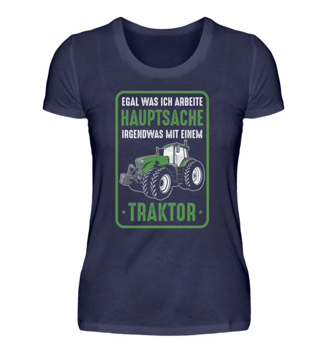 Hauptsache irgendwas mit Traktor · Damen T-Shirt-Damen Basic T-Shirt-Navy-S-Agrarstarz