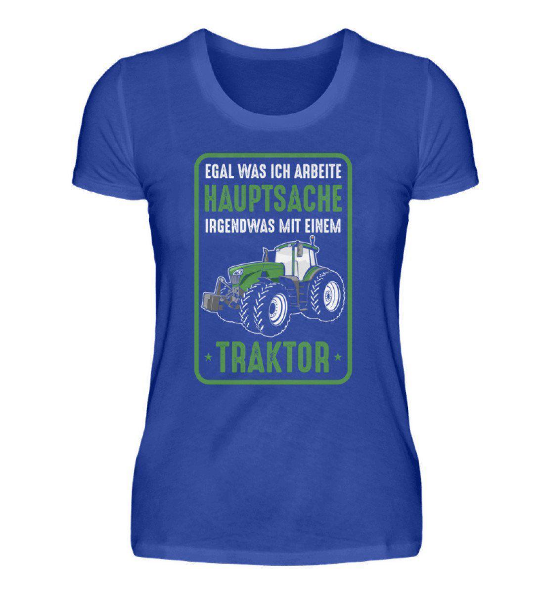 Hauptsache irgendwas mit Traktor · Damen T-Shirt-Damen Basic T-Shirt-Neon Blue-S-Agrarstarz