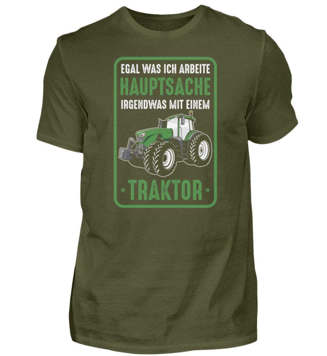 Hauptsache irgendwas mit Traktor · Herren T-Shirt-Herren Basic T-Shirt-Urban Khaki-S-Agrarstarz