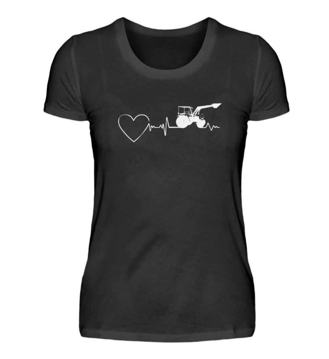 Heartbeat Frontlader · Damen T-Shirt-Damen Basic T-Shirt-Black-S-Agrarstarz