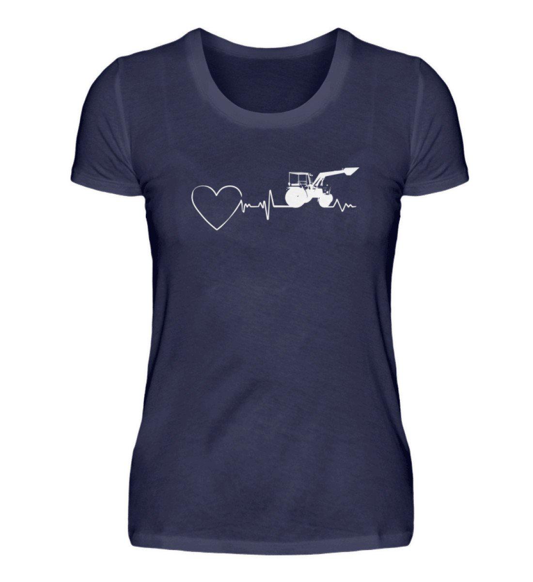 Heartbeat Frontlader · Damen T-Shirt-Damen Basic T-Shirt-Navy-S-Agrarstarz