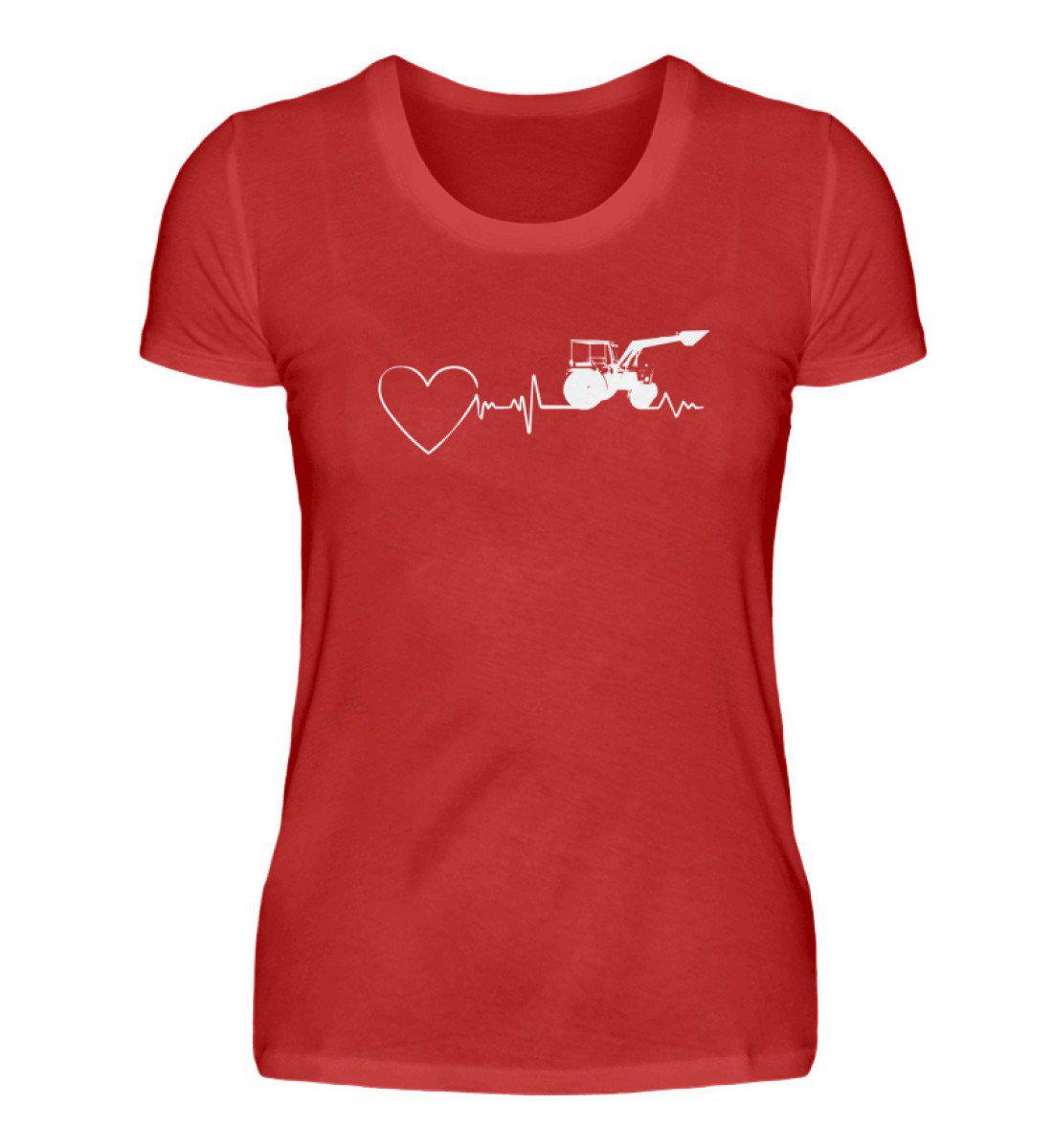 Heartbeat Frontlader · Damen T-Shirt-Damen Basic T-Shirt-Red-S-Agrarstarz
