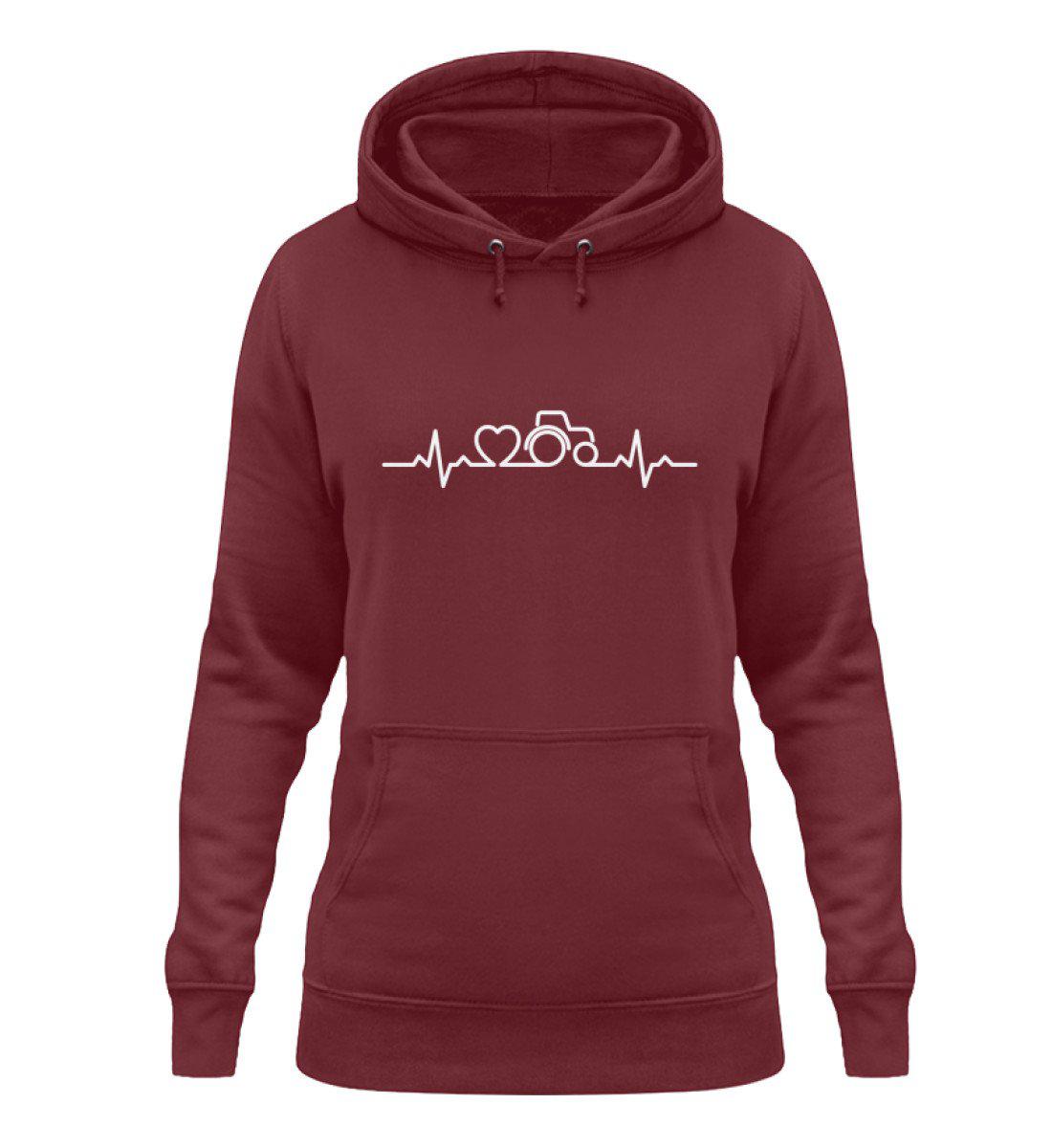 Heartbeat Herz Traktor · Damen Hoodie-Damen Hoodie-Burgundy-XS-Agrarstarz