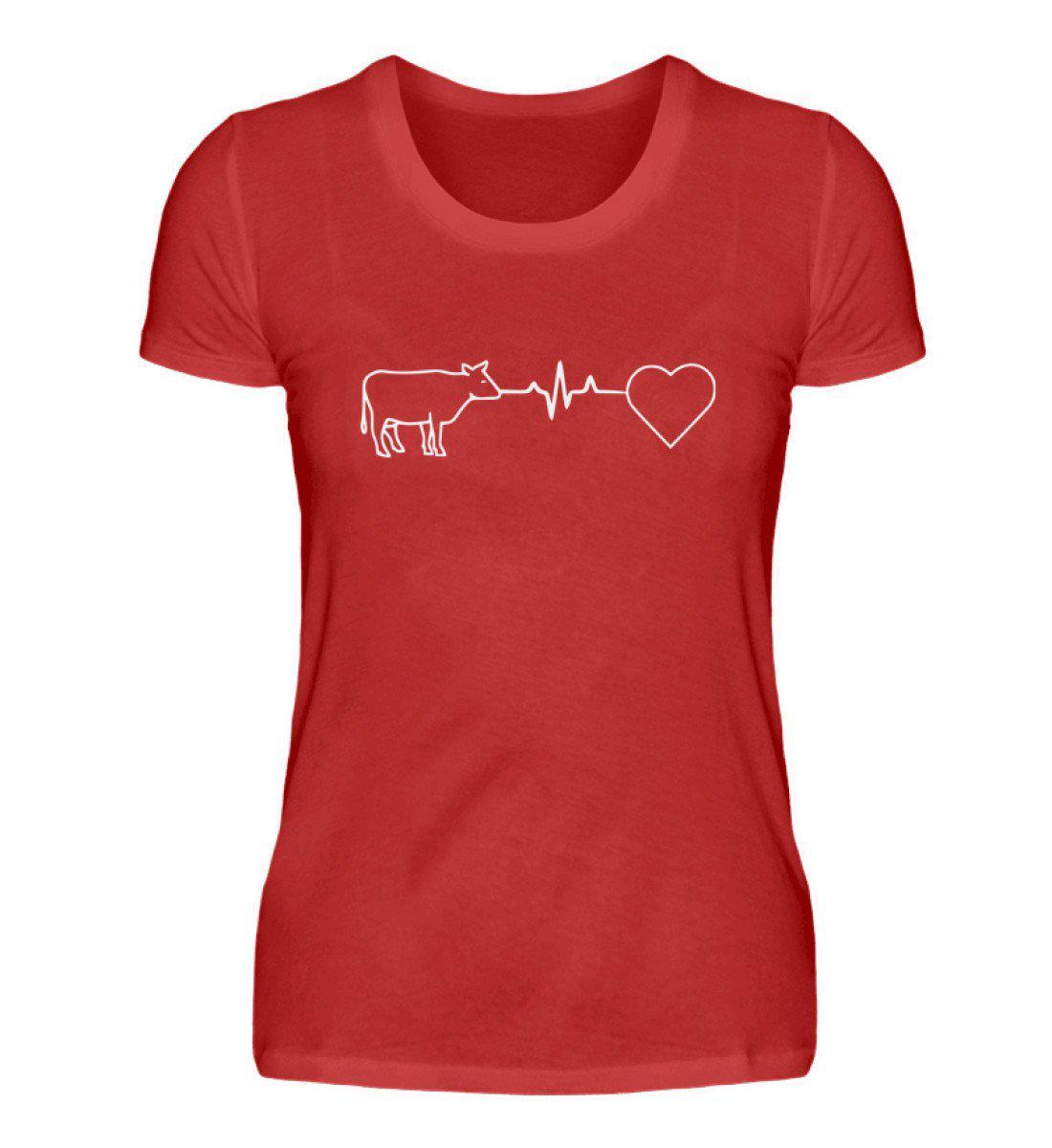 Heartbeat Kuh Herz · Damen T-Shirt-Damen Basic T-Shirt-Red-S-Agrarstarz