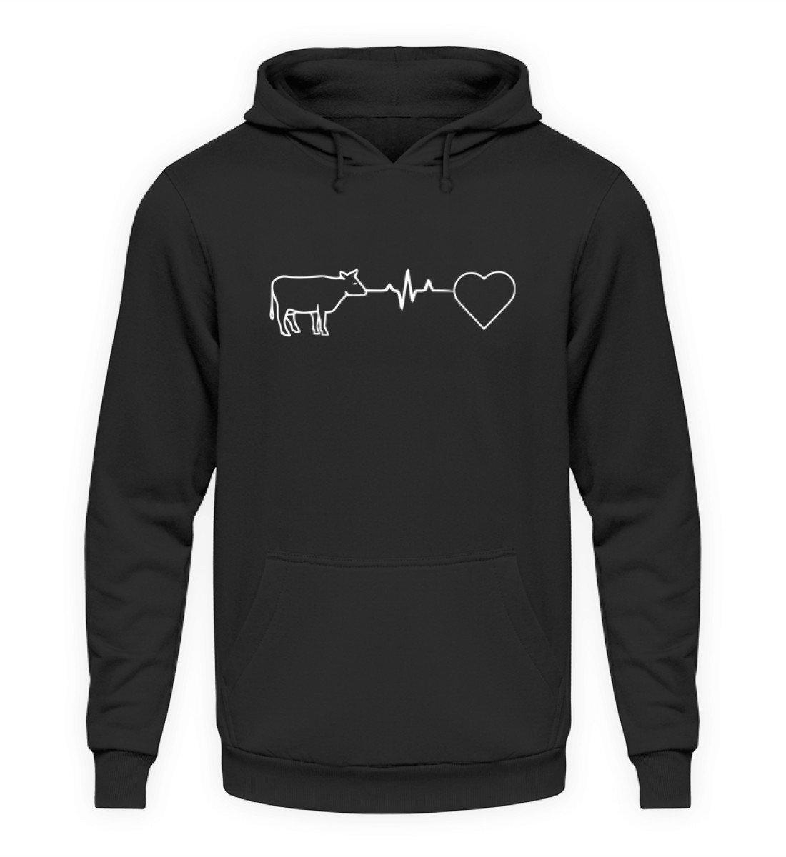 Heartbeat Kuh Herz · Unisex Kapuzenpullover Hoodie-Unisex Hoodie-Jet Black-S-Agrarstarz