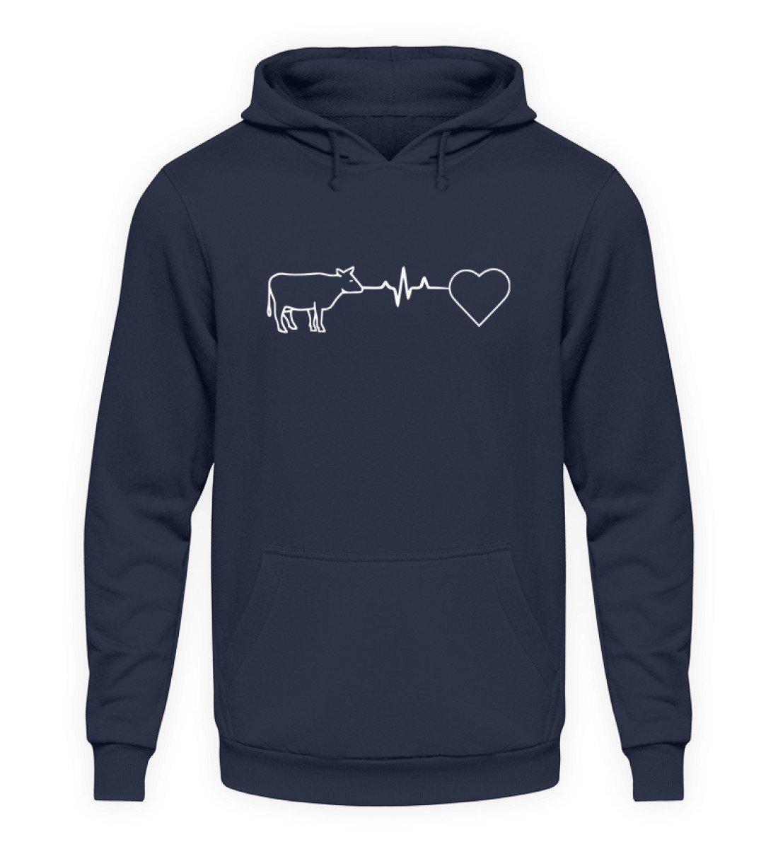 Heartbeat Kuh Herz · Unisex Kapuzenpullover Hoodie-Unisex Hoodie-Oxford Navy-S-Agrarstarz