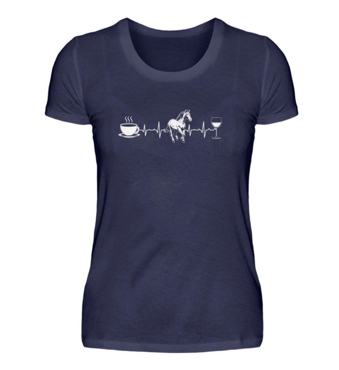 Heartbeat Pferd Kaffee Wein · Damen T-Shirt-Damen Basic T-Shirt-Navy-S-Agrarstarz