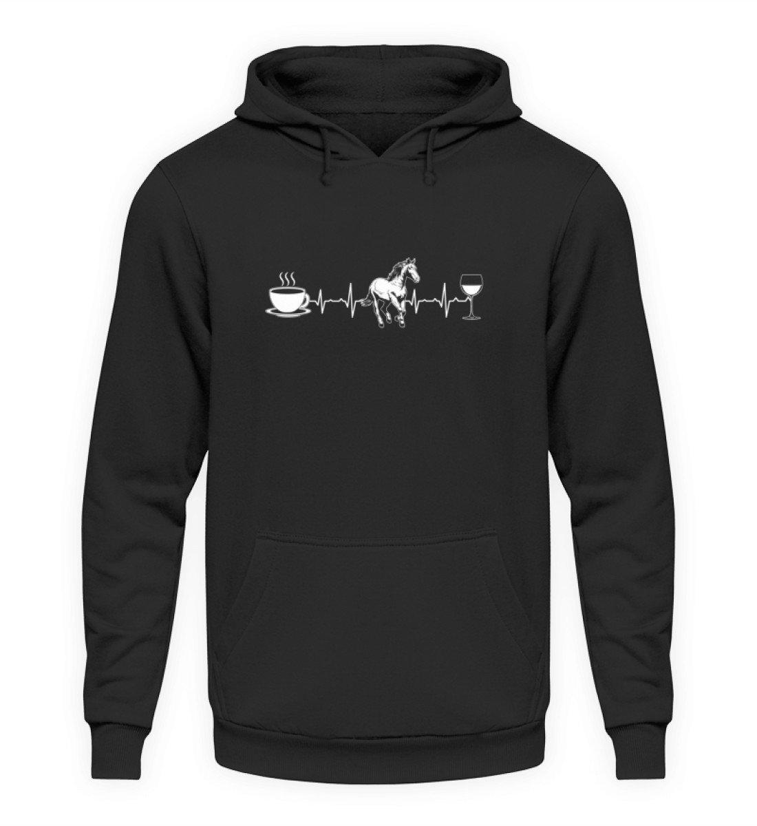 Heartbeat Pferd Kaffee Wein · Unisex Kapuzenpullover Hoodie-Unisex Hoodie-Jet Black-S-Agrarstarz