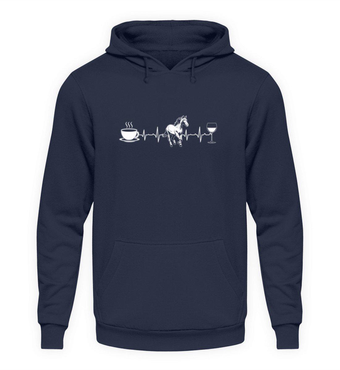 Heartbeat Pferd Kaffee Wein · Unisex Kapuzenpullover Hoodie-Unisex Hoodie-Oxford Navy-S-Agrarstarz