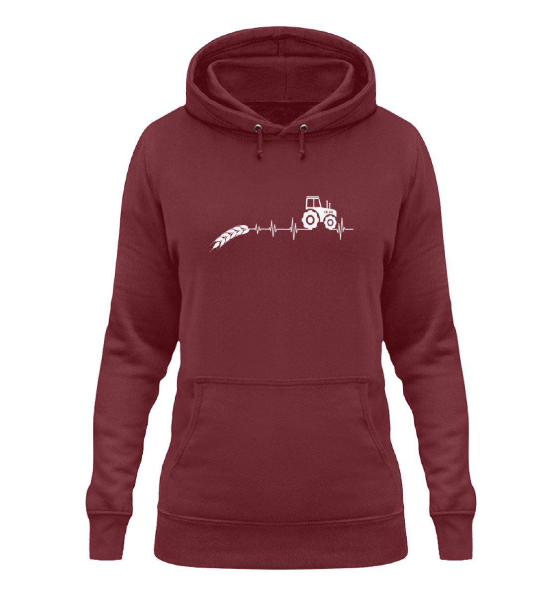 Heartbeat Traktor Äre · Damen Hoodie-Damen Hoodie-Burgundy-XS-Agrarstarz