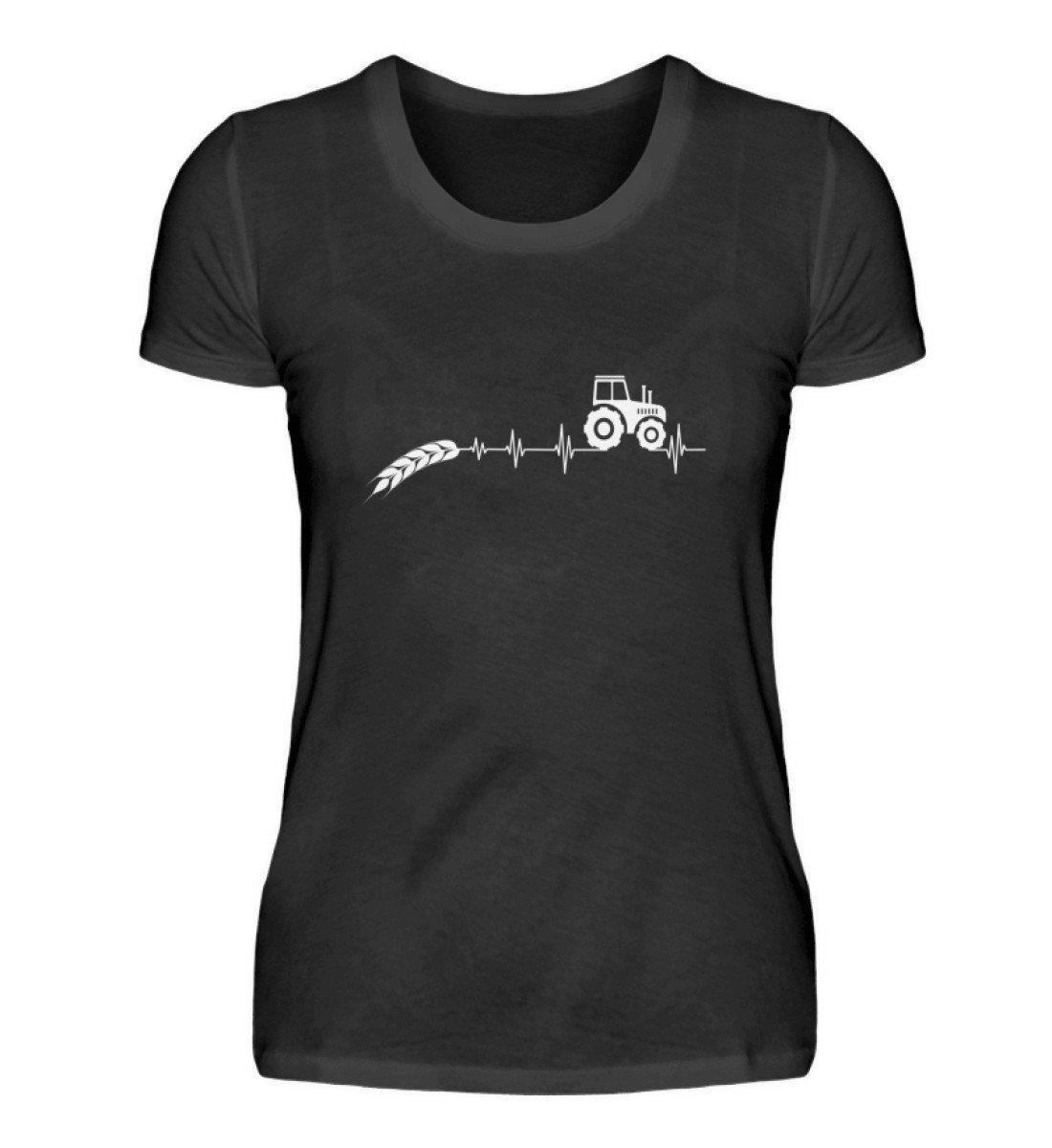 Heartbeat Traktor Äre · Damen T-Shirt-Damen Basic T-Shirt-Black-S-Agrarstarz