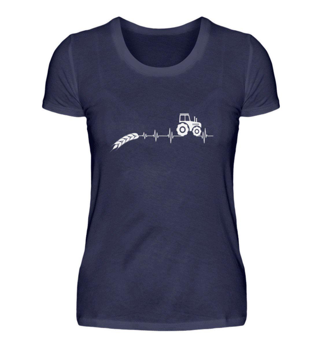 Heartbeat Traktor Äre · Damen T-Shirt-Damen Basic T-Shirt-Navy-S-Agrarstarz