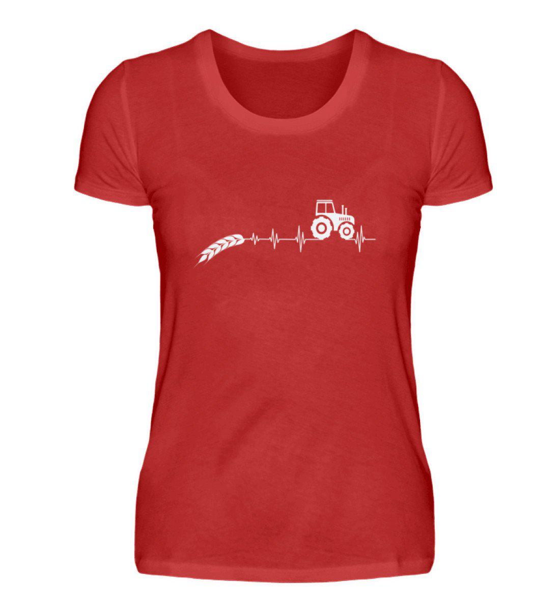 Heartbeat Traktor Äre · Damen T-Shirt-Damen Basic T-Shirt-Red-S-Agrarstarz