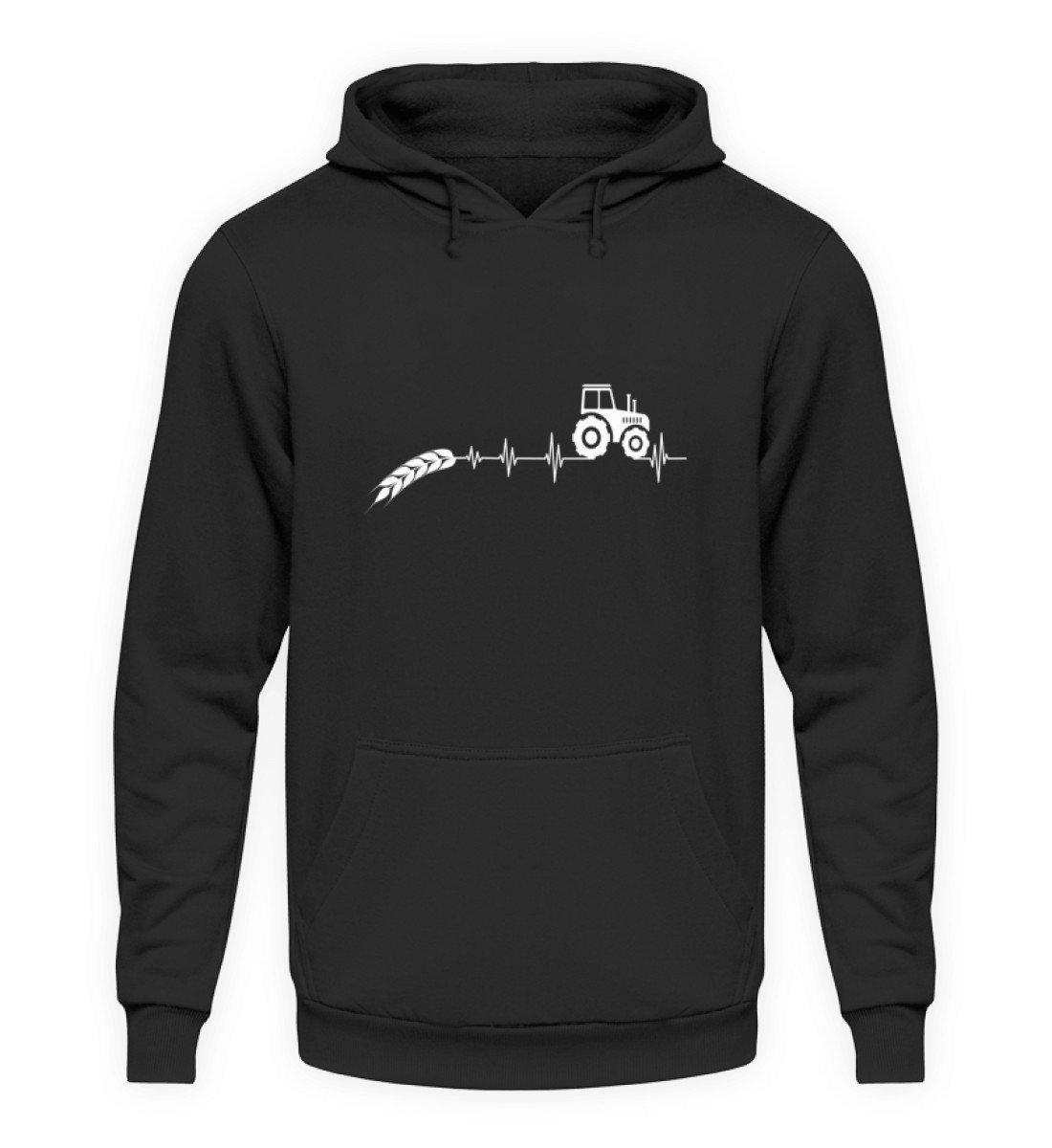 Heartbeat Traktor Äre · Unisex Kapuzenpullover Hoodie-Unisex Hoodie-Jet Black-S-Agrarstarz