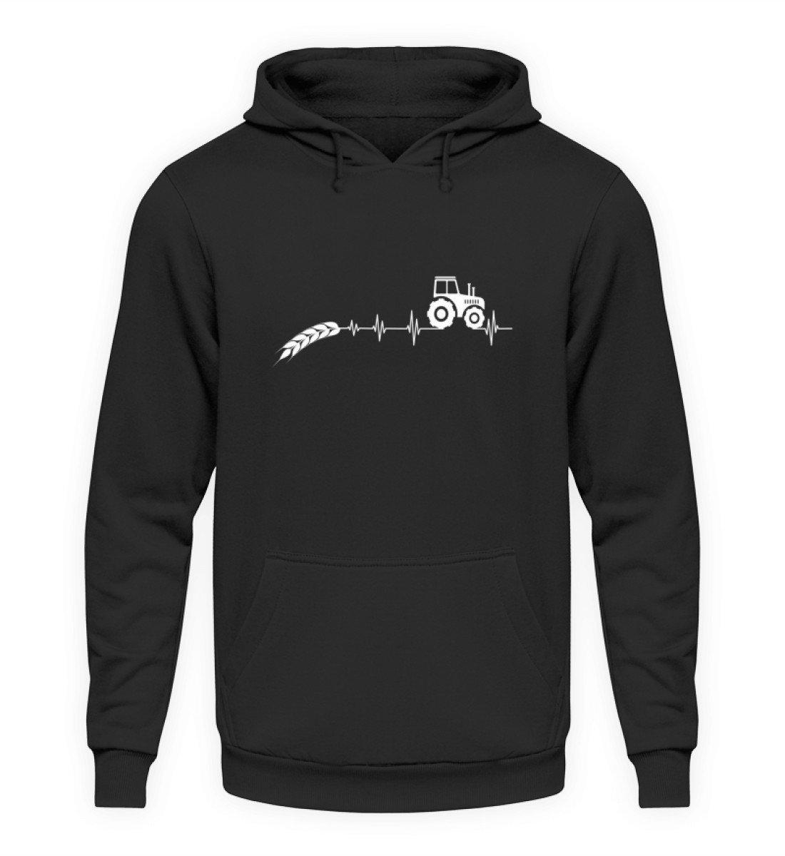 Heartbeat Traktor Äre · Unisex Kapuzenpullover Hoodie-Unisex Hoodie-Jet Black-S-Agrarstarz