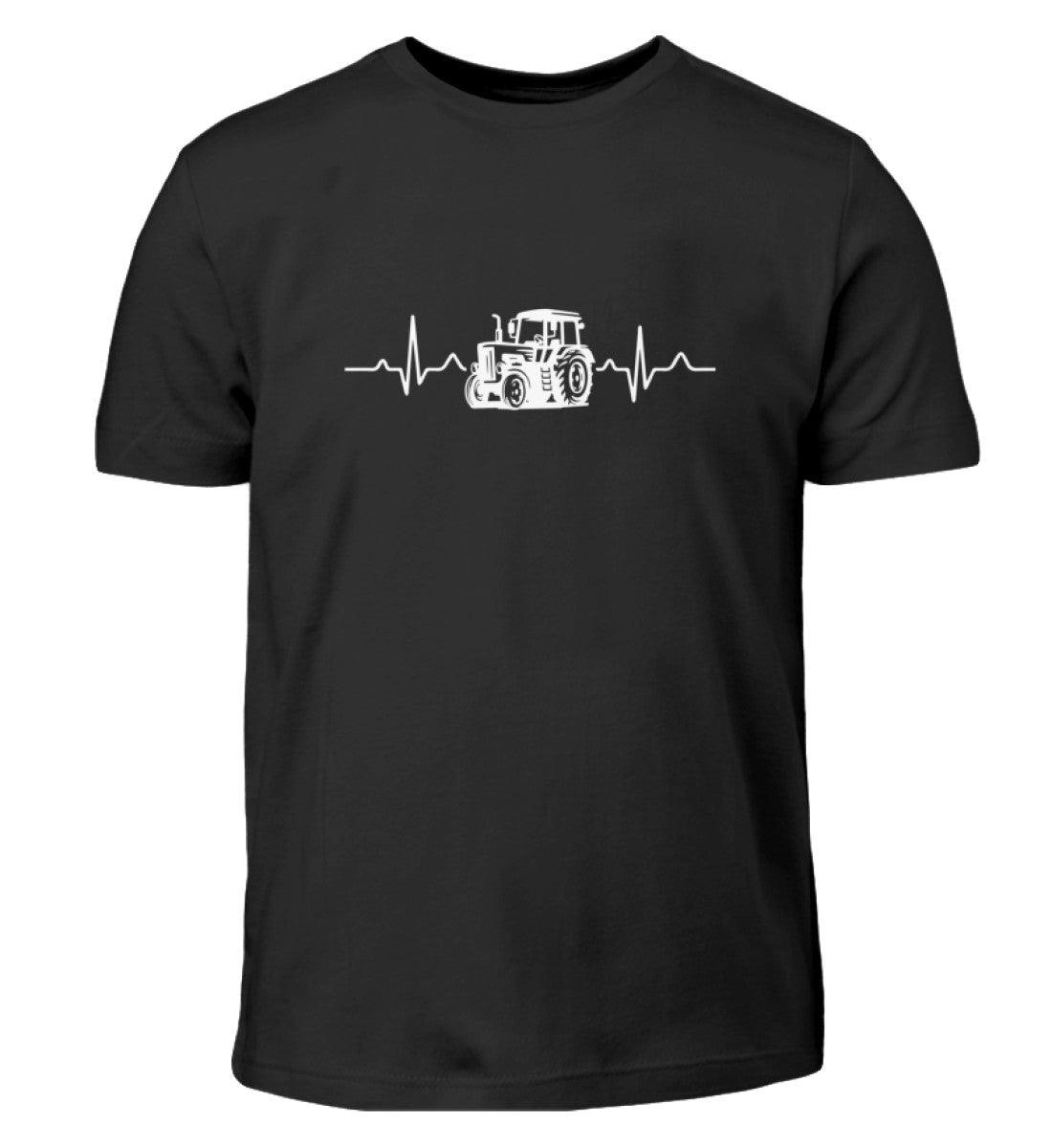 Heartbeat Traktor · Kinder T-Shirt-Kinder T-Shirt-Black-12/14 (152/164)-Agrarstarz