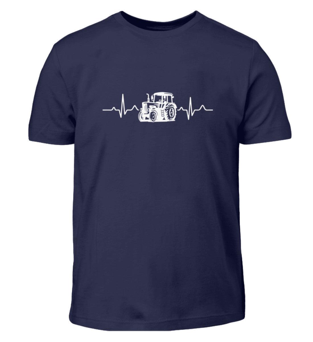 Heartbeat Traktor · Kinder T-Shirt-Kinder T-Shirt-Navy-12/14 (152/164)-Agrarstarz