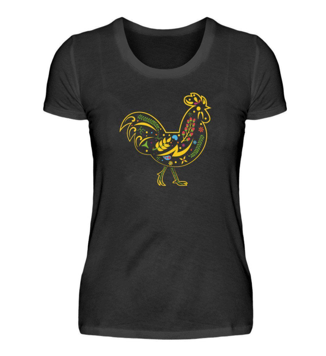 Huhn Colourful · Damen T-Shirt-Damen Basic T-Shirt-Black-S-Agrarstarz