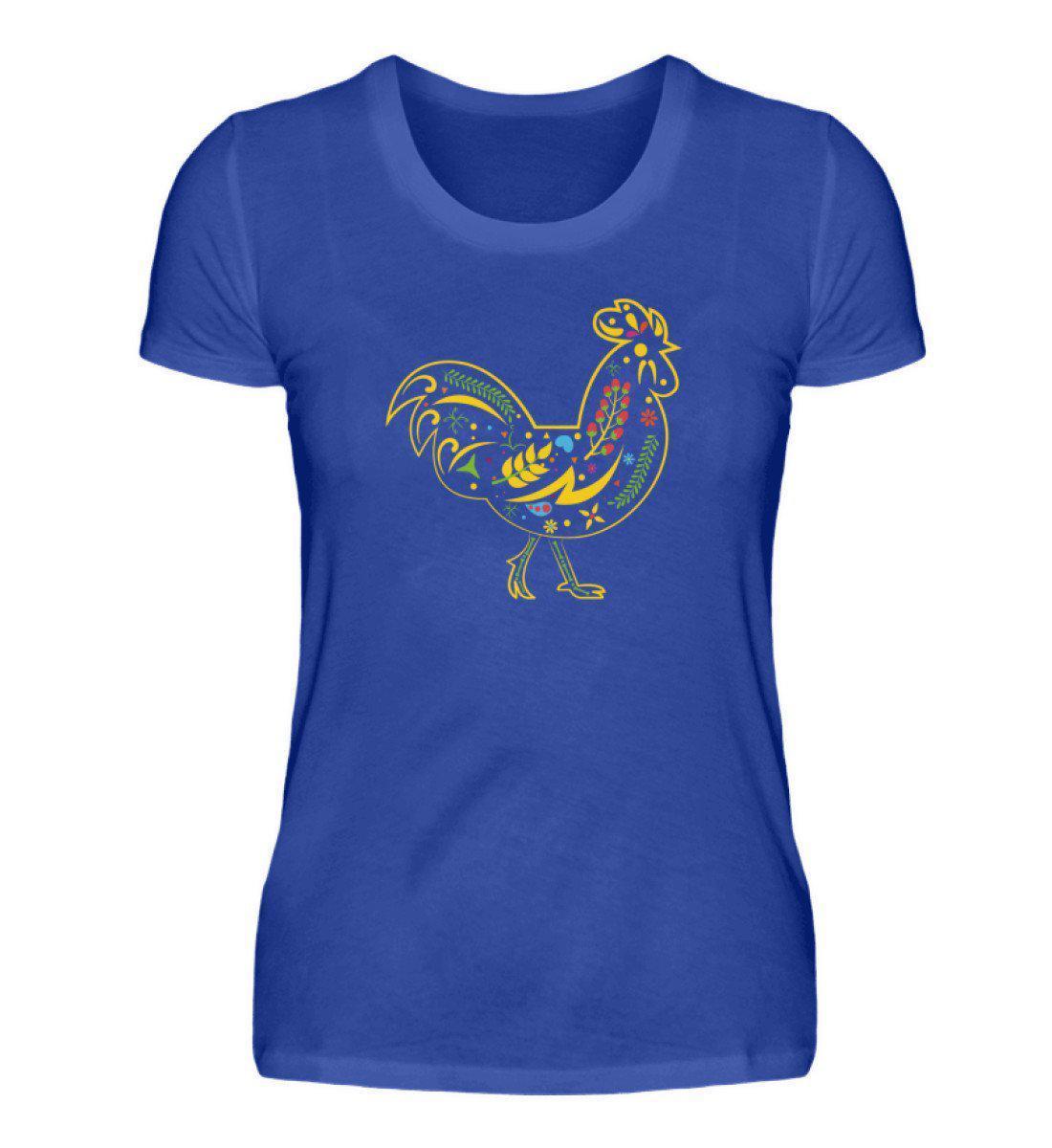 Huhn Colourful · Damen T-Shirt-Damen Basic T-Shirt-Neon Blue-S-Agrarstarz