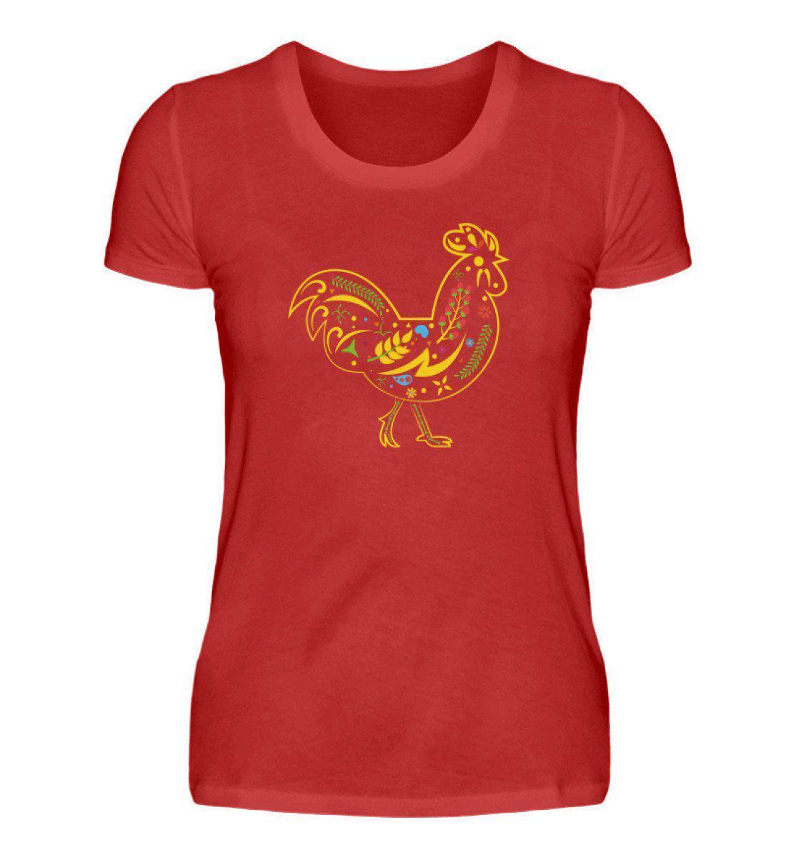 Huhn Colourful · Damen T-Shirt-Damen Basic T-Shirt-Red-S-Agrarstarz