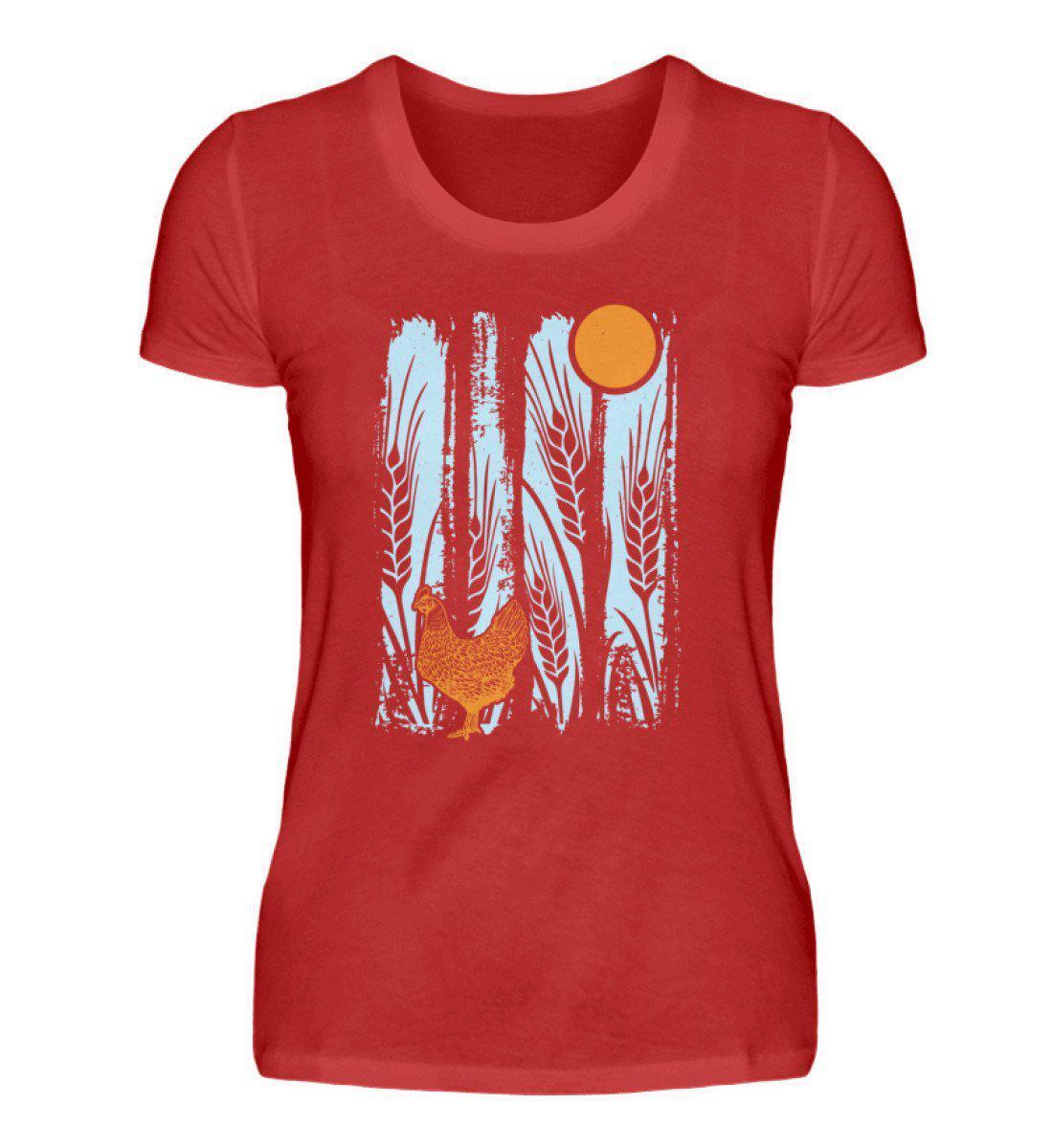 Huhn Mond Colourful · Damen T-Shirt-Damen Basic T-Shirt-Red-S-Agrarstarz