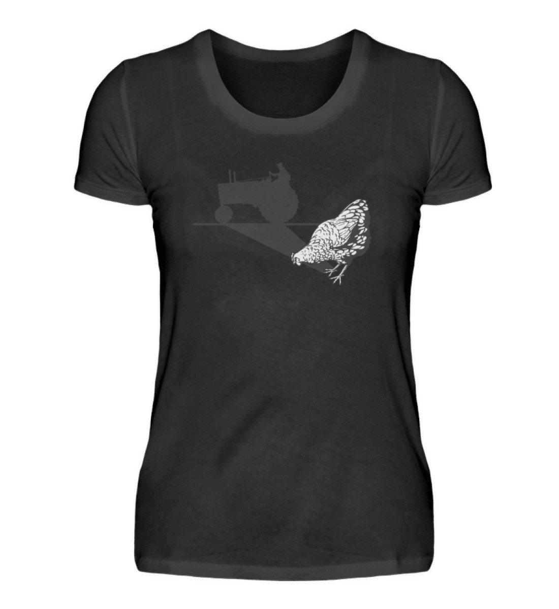 Huhn Traktor Schatten · Damen T-Shirt-Damen Basic T-Shirt-Black-S-Agrarstarz