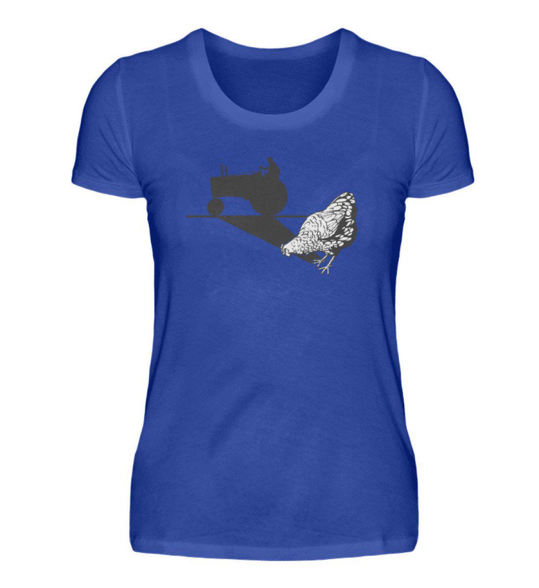 Huhn Traktor Schatten · Damen T-Shirt-Damen Basic T-Shirt-Neon Blue-S-Agrarstarz