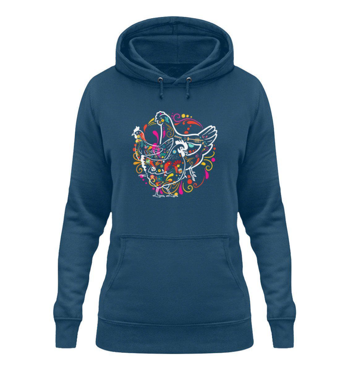 Hühner Colourful · Damen Hoodie-Damen Hoodie-Airforce Blue-XS-Agrarstarz