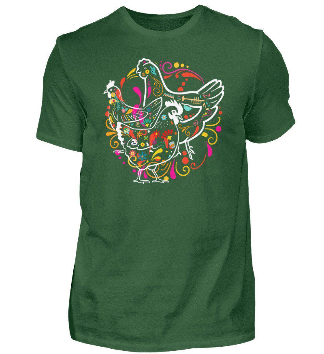 Hühner Colourful · Herren T-Shirt-Herren Basic T-Shirt-Bottle Green-S-Agrarstarz