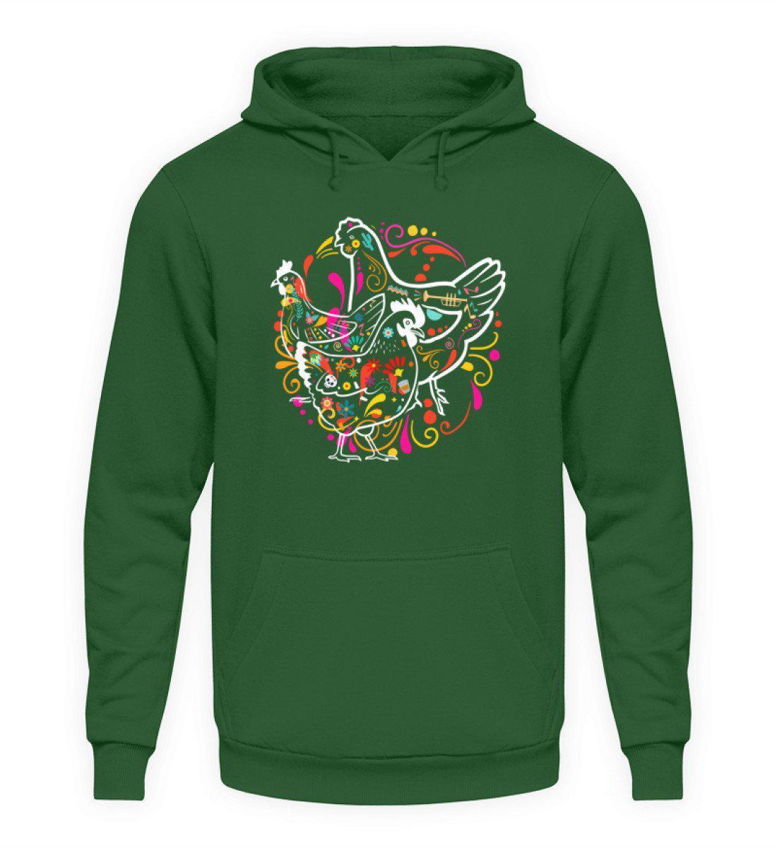 Hühner Colourful · Unisex Kapuzenpullover Hoodie-Unisex Hoodie-Bottle Green-L-Agrarstarz