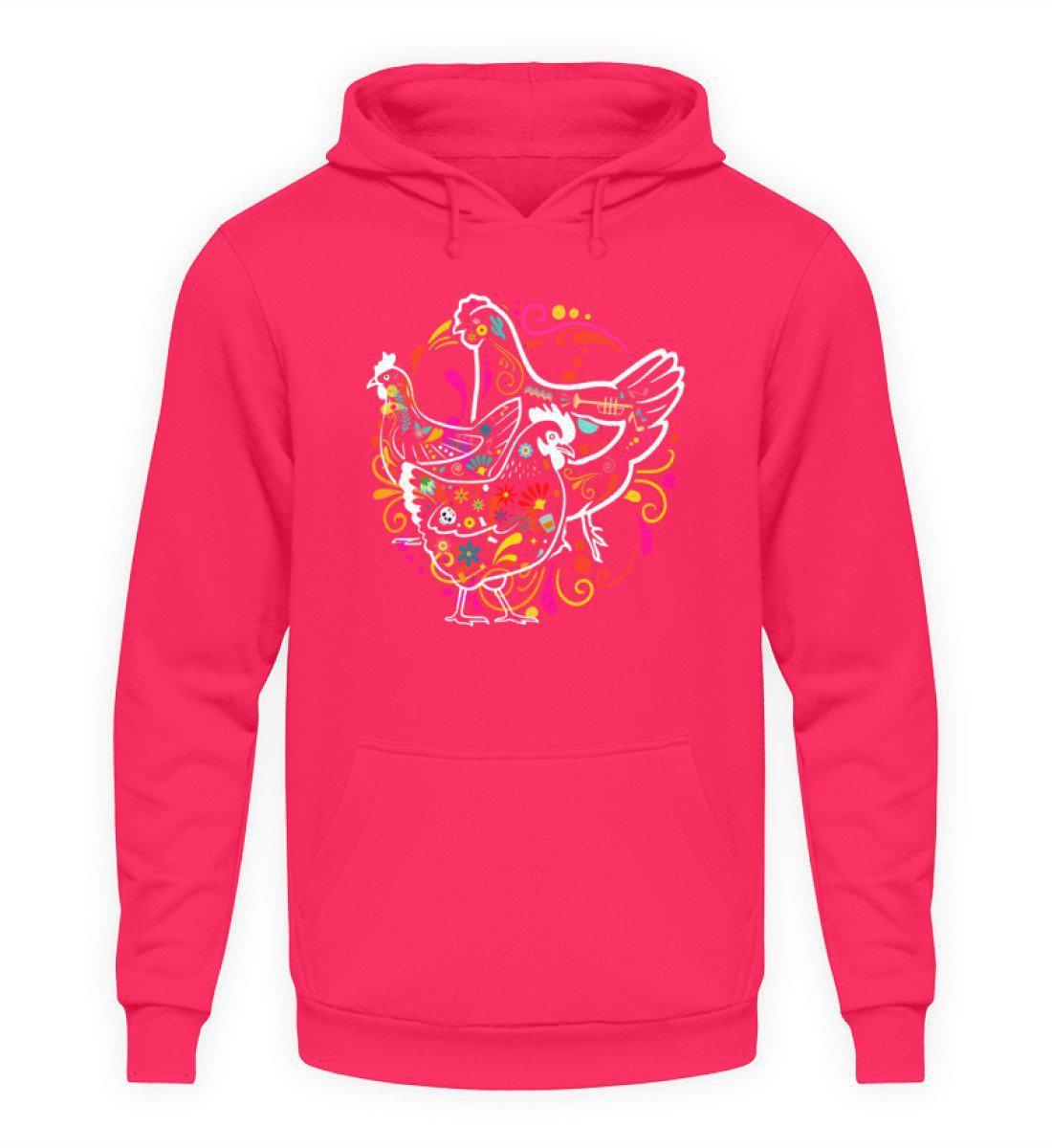 Hühner Colourful · Unisex Kapuzenpullover Hoodie-Unisex Hoodie-Hot Pink-L-Agrarstarz
