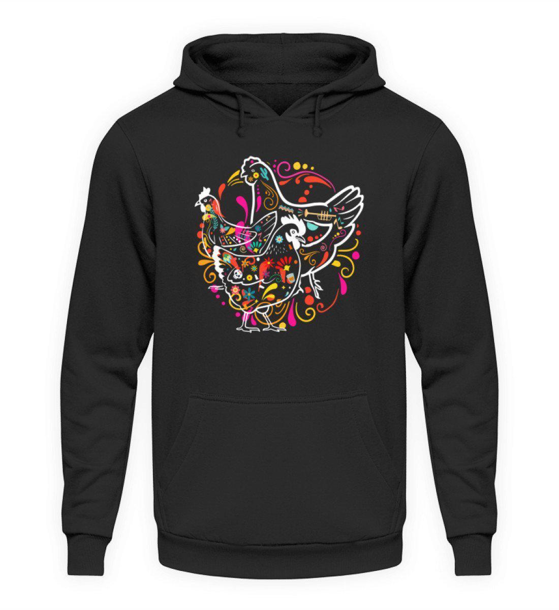 Hühner Colourful · Unisex Kapuzenpullover Hoodie-Unisex Hoodie-Jet Black-L-Agrarstarz