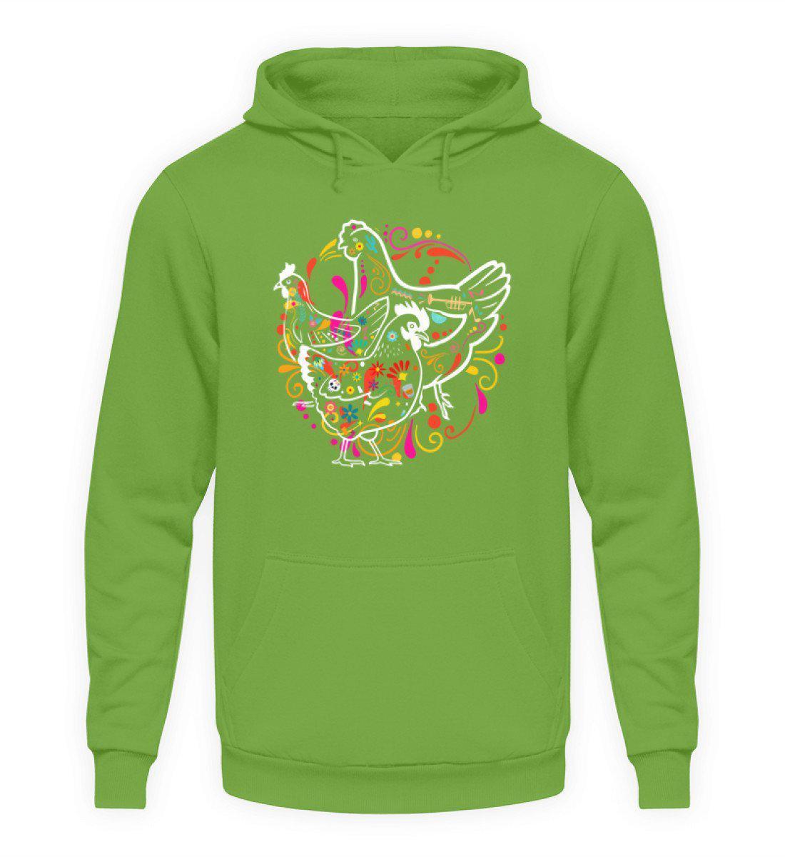 Hühner Colourful · Unisex Kapuzenpullover Hoodie-Unisex Hoodie-LimeGreen-L-Agrarstarz