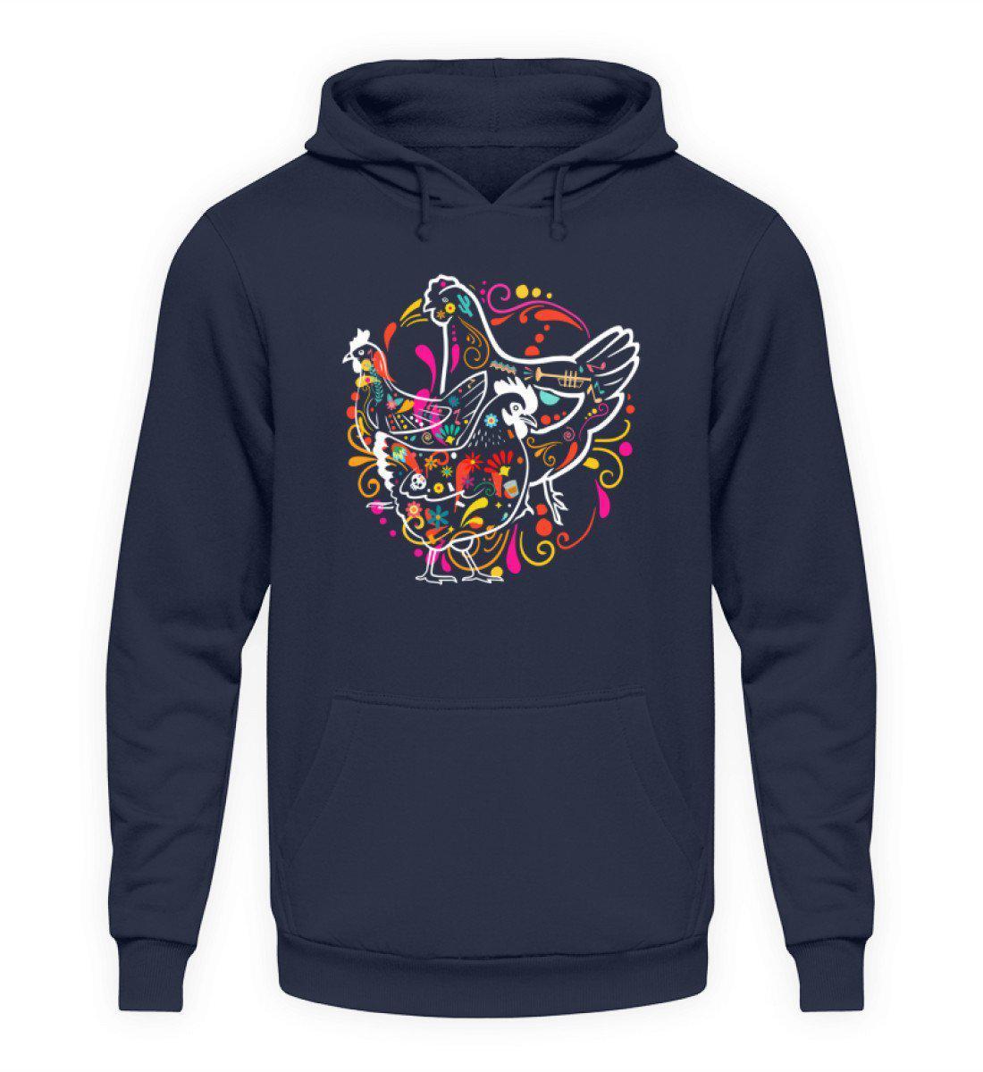 Hühner Colourful · Unisex Kapuzenpullover Hoodie-Unisex Hoodie-Oxford Navy-L-Agrarstarz