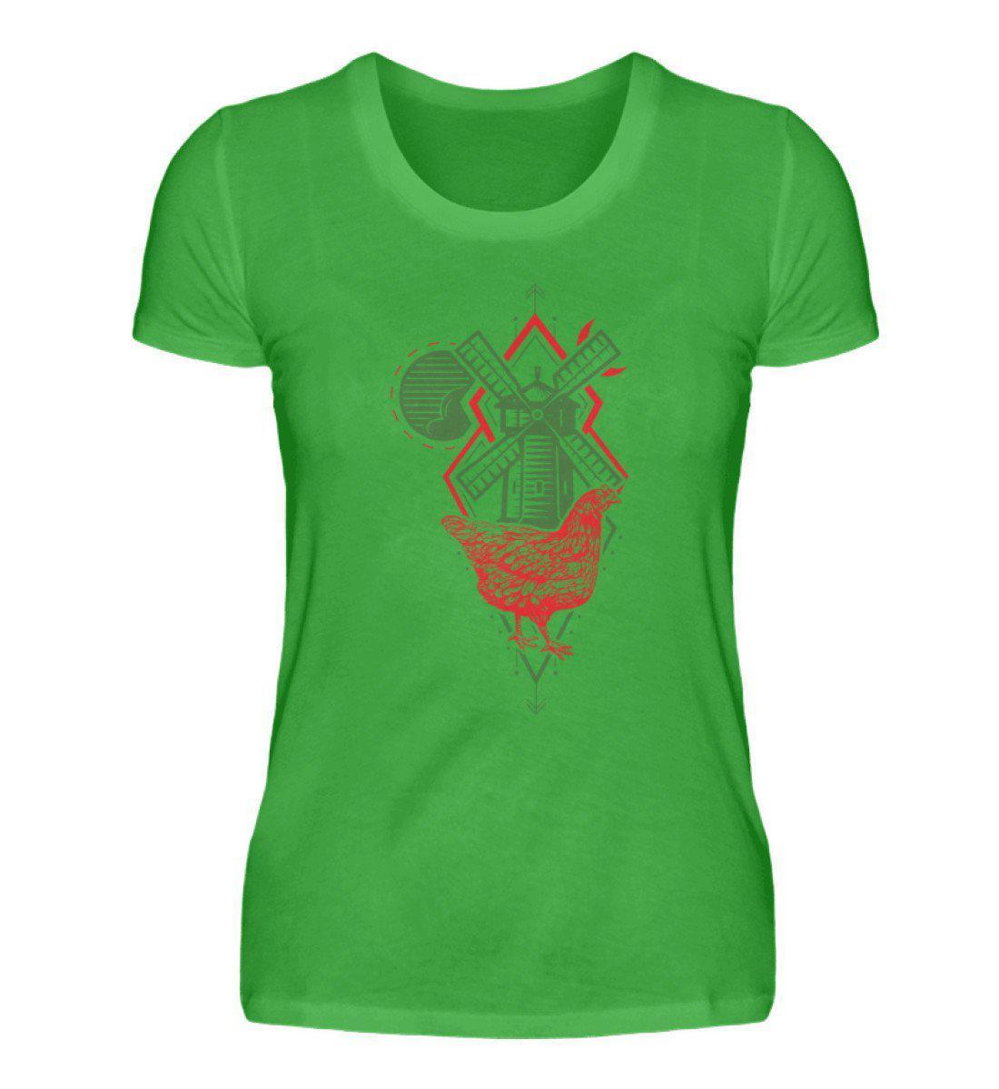 Hühner Geometric · Damen T-Shirt-Damen Basic T-Shirt-Green Apple-S-Agrarstarz