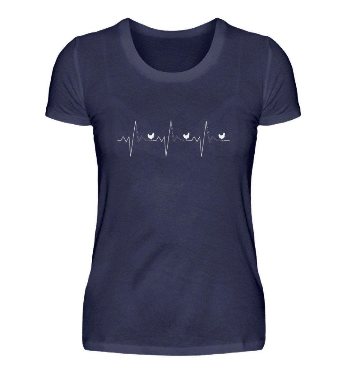 Hühner Heartbeat 2 · Damen T-Shirt-Damen Basic T-Shirt-Navy-S-Agrarstarz