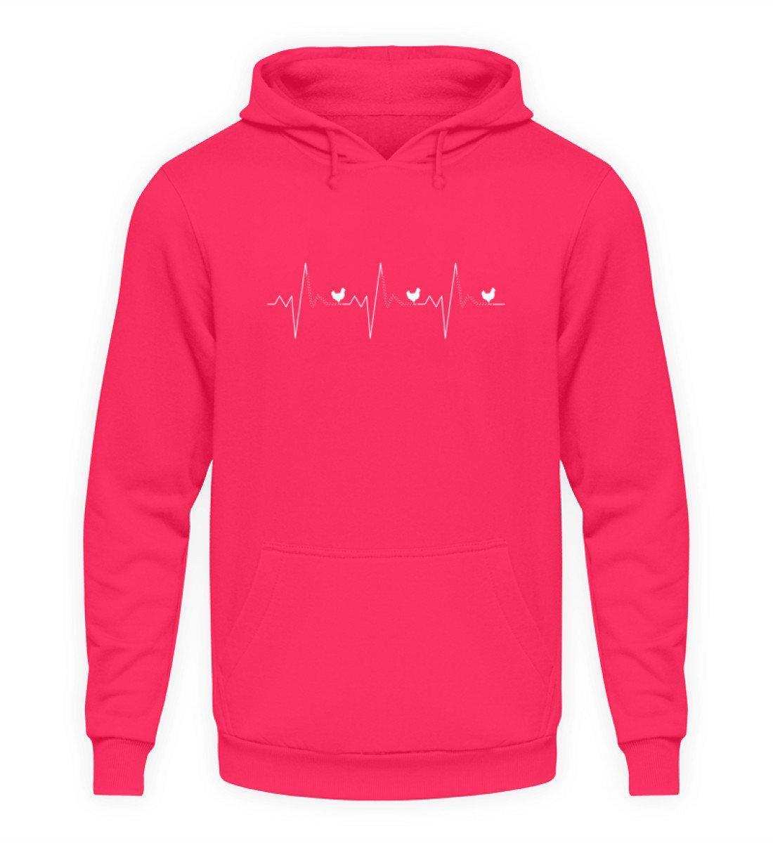 Hühner Heartbeat 2 · Unisex Kapuzenpullover Hoodie-Unisex Hoodie-Hot Pink-S-Agrarstarz