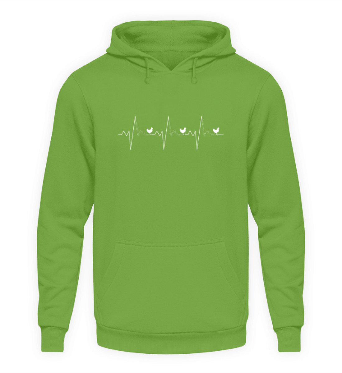 Hühner Heartbeat 2 · Unisex Kapuzenpullover Hoodie-Unisex Hoodie-LimeGreen-S-Agrarstarz