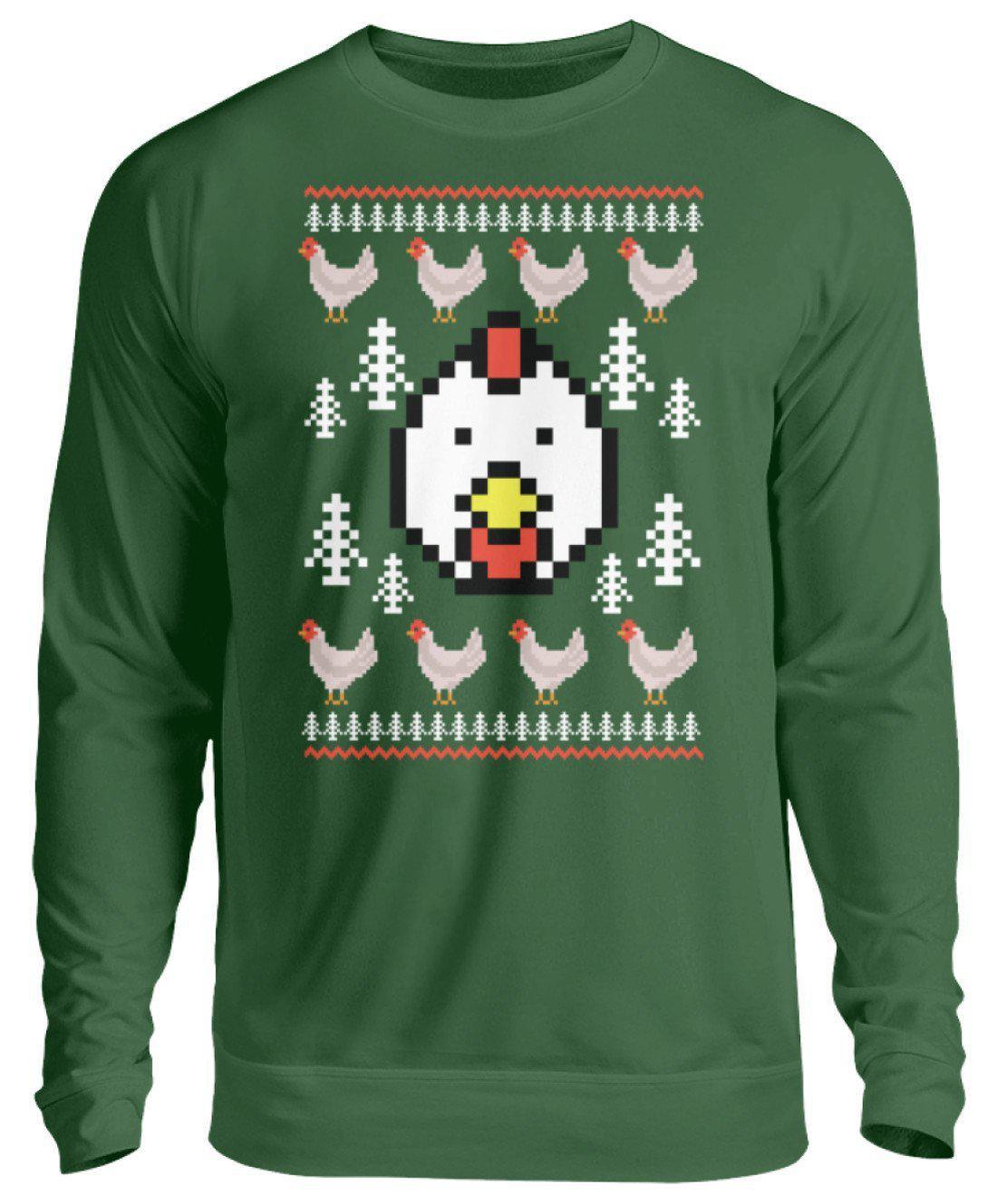 Hühner Pixel 2 Ugly Christmas · Unisex Sweatshirt Pullover-Unisex Sweatshirt-Bottle Green-S-Agrarstarz