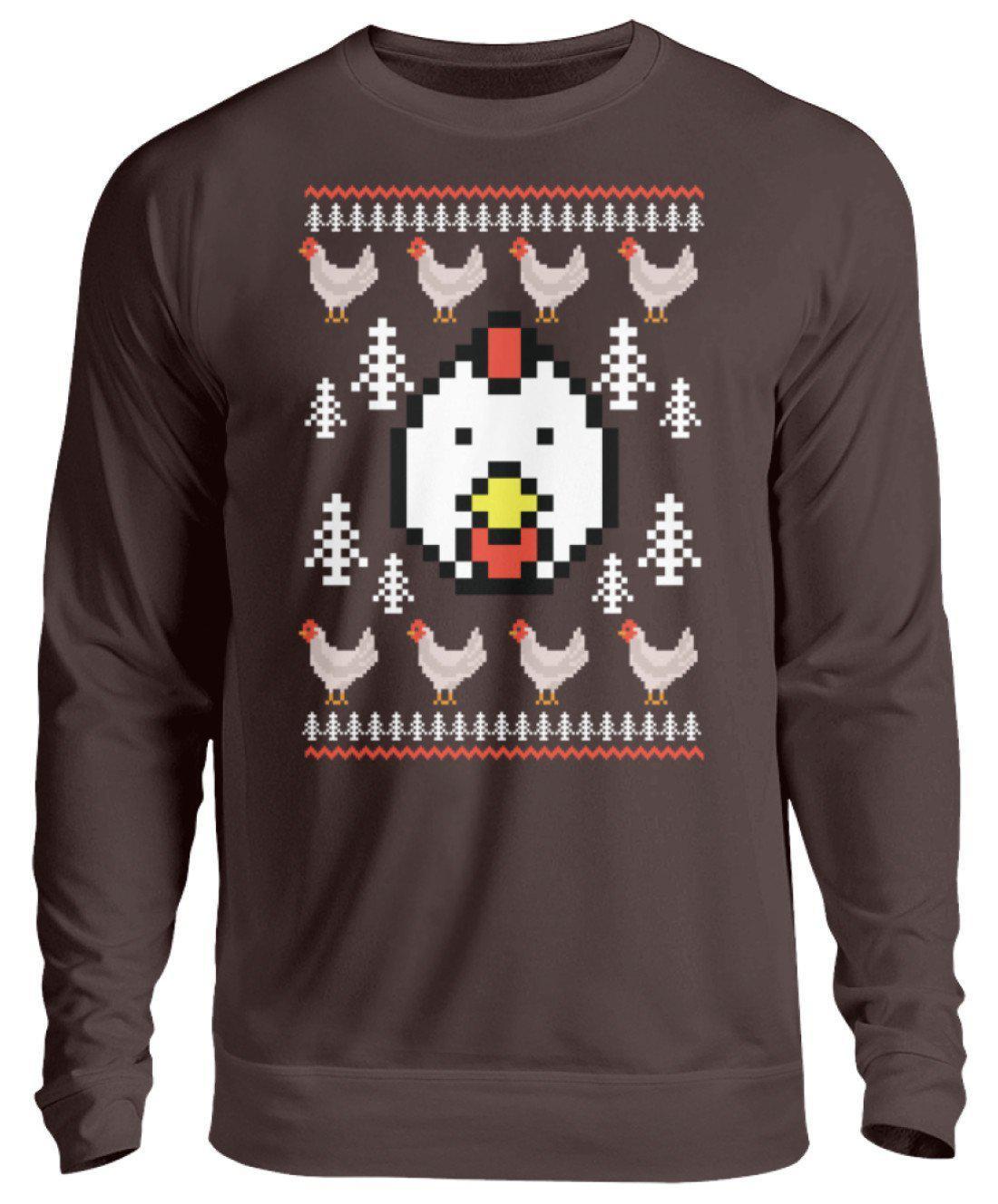 Hühner Pixel 2 Ugly Christmas · Unisex Sweatshirt Pullover-Unisex Sweatshirt-Hot Chocolate-S-Agrarstarz