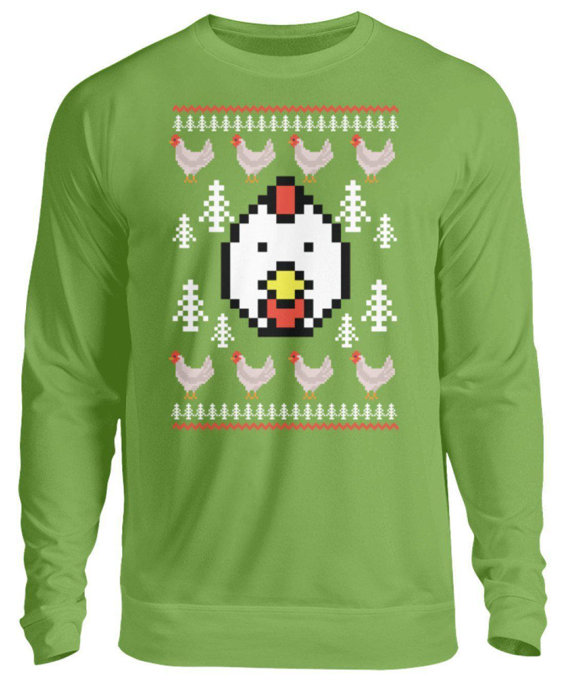 Hühner Pixel 2 Ugly Christmas · Unisex Sweatshirt Pullover-Unisex Sweatshirt-LimeGreen-S-Agrarstarz