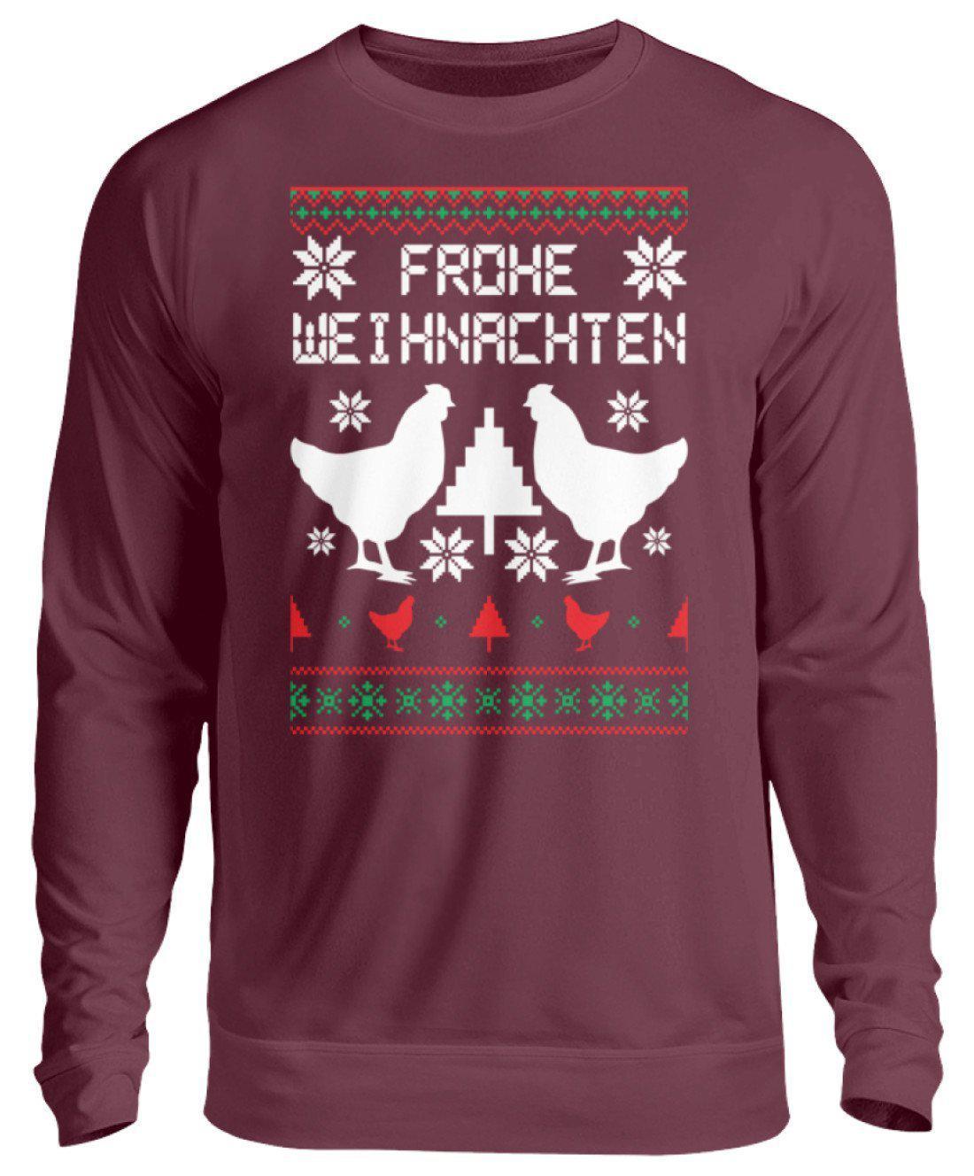 Hühner Pixel Ugly Christmas · Unisex Sweatshirt Pullover-Unisex Sweatshirt-Burgundy-S-Agrarstarz