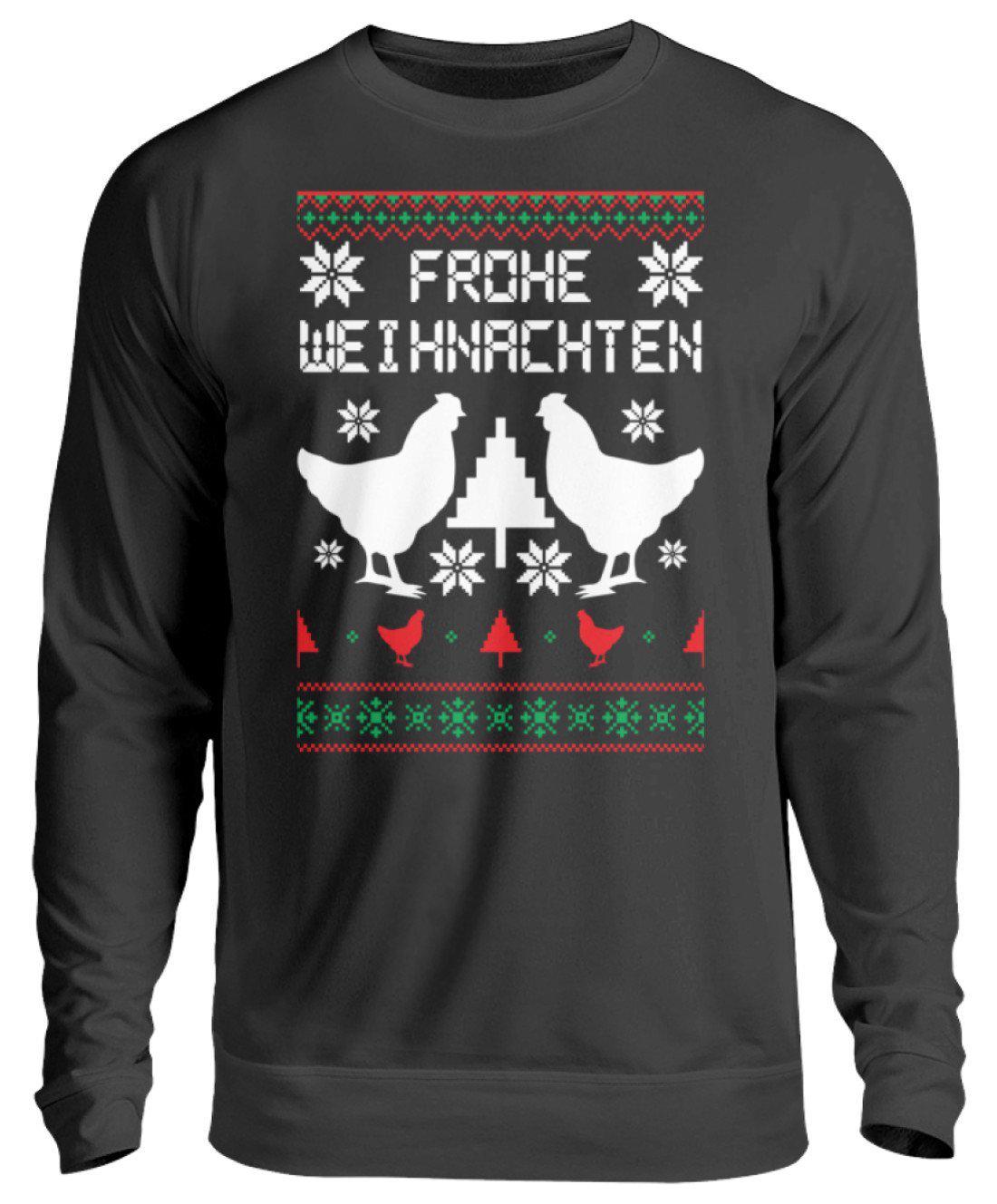 Hühner Pixel Ugly Christmas · Unisex Sweatshirt Pullover-Unisex Sweatshirt-Jet Black-S-Agrarstarz