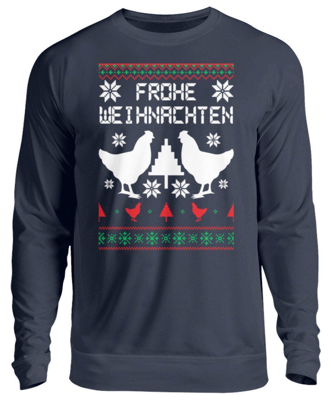 Hühner Pixel Ugly Christmas · Unisex Sweatshirt Pullover-Unisex Sweatshirt-Oxford Navy-S-Agrarstarz